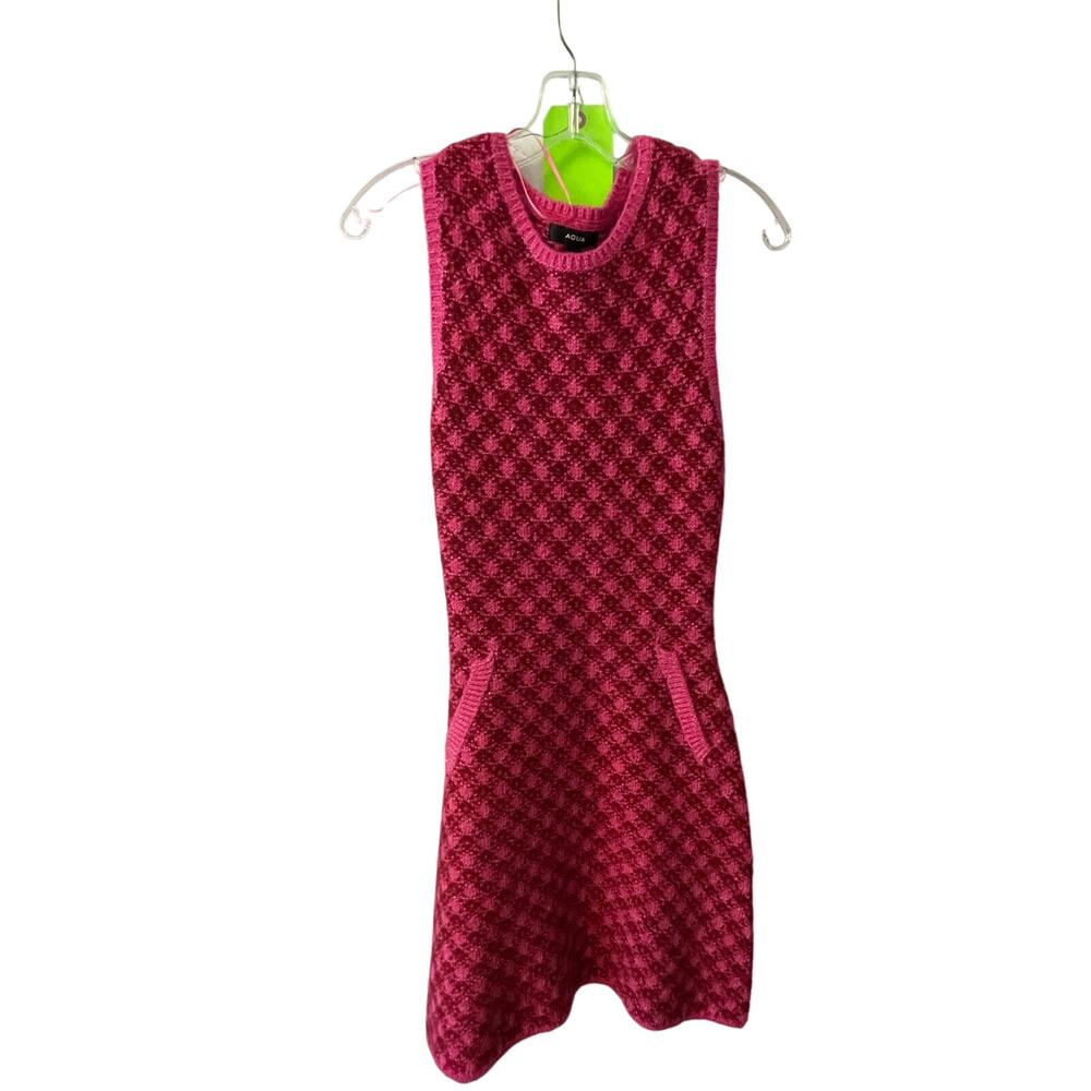 NWT bloomingdale's aqua pink checkered knit sleeveless dress XS originally $98